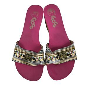 Flogg Women's Size‎ 7.5 Sandals Slip On Slides Wood Soles